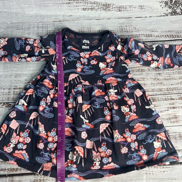 Hello kitty Tea Collection 3-6 months Floral Long Sleeve Skirted Dress - Picture 6 of 10